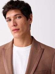 Roestbruin - Tailored Fit Trimmed Satin Edge Tuxedo Suit Jacket - Image 4 of 4