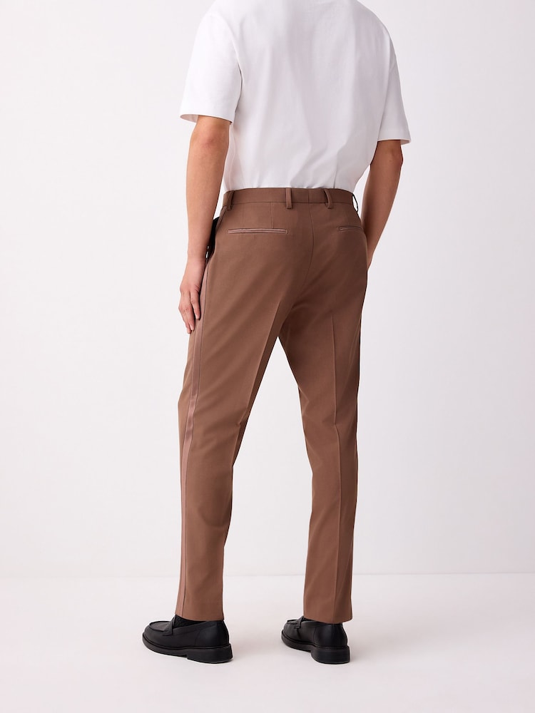 Marron rouille - habillé Fit Tuxedo Pantalon de costume - Image 2 de 6