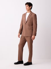 Marron rouille - habillé Fit Tuxedo Pantalon de costume - Image 3 de 6