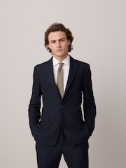 marine - Veste de costume slim rayée - Image 1 of 10