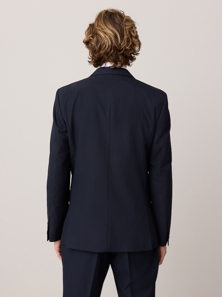 marine - Veste de costume slim rayée - Image 3 of 10