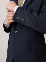 marine - Veste de costume slim rayée - Image 5 of 10
