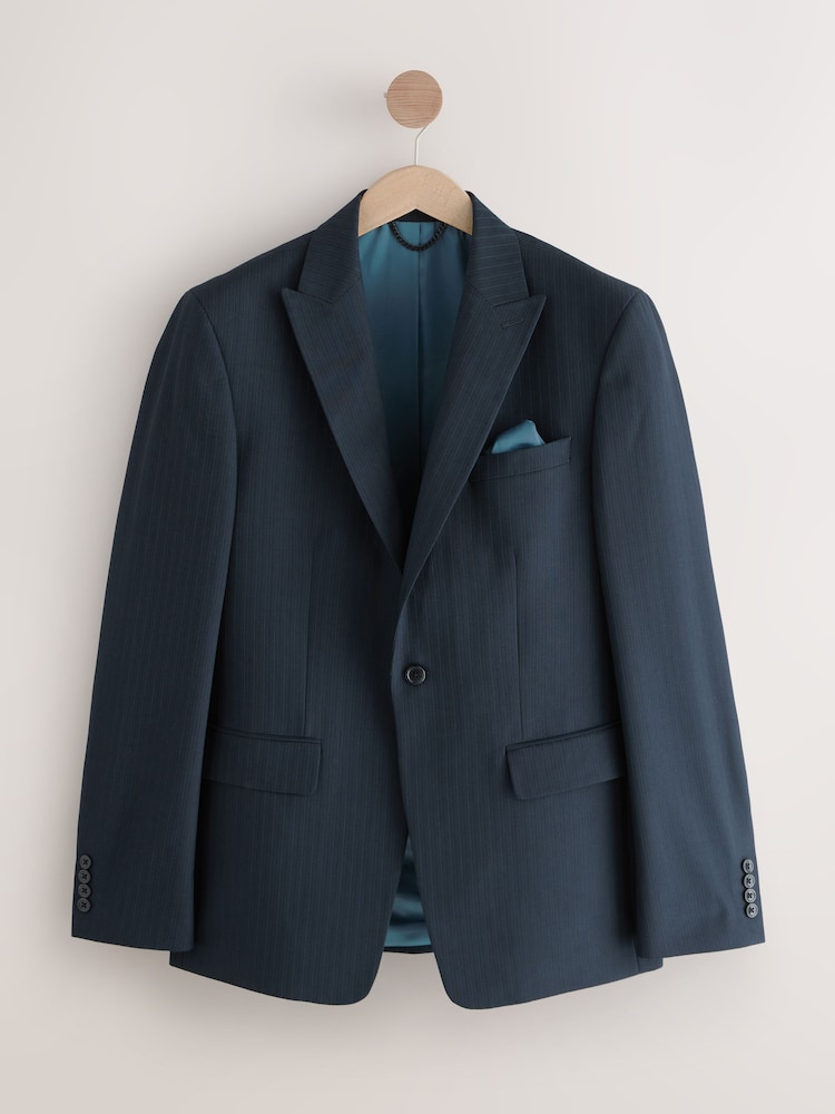 marine - Veste de costume slim rayée - Image 6 of 10