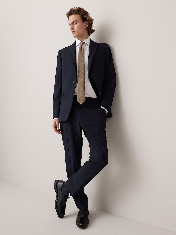 Navy Slim Fit Striped Suit Trousers - Image 2 of 11 Navy Slim Fit Striped Suit Trousers - Image 2 of 11