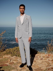 Grey Skinny Fit Striped Suit Jacket - Image 3 of 10