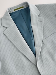 Grey Skinny Fit Striped Suit Jacket - Image 7 of 10