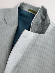 Grey Skinny Fit Striped Suit Jacket - Image 8 of 10