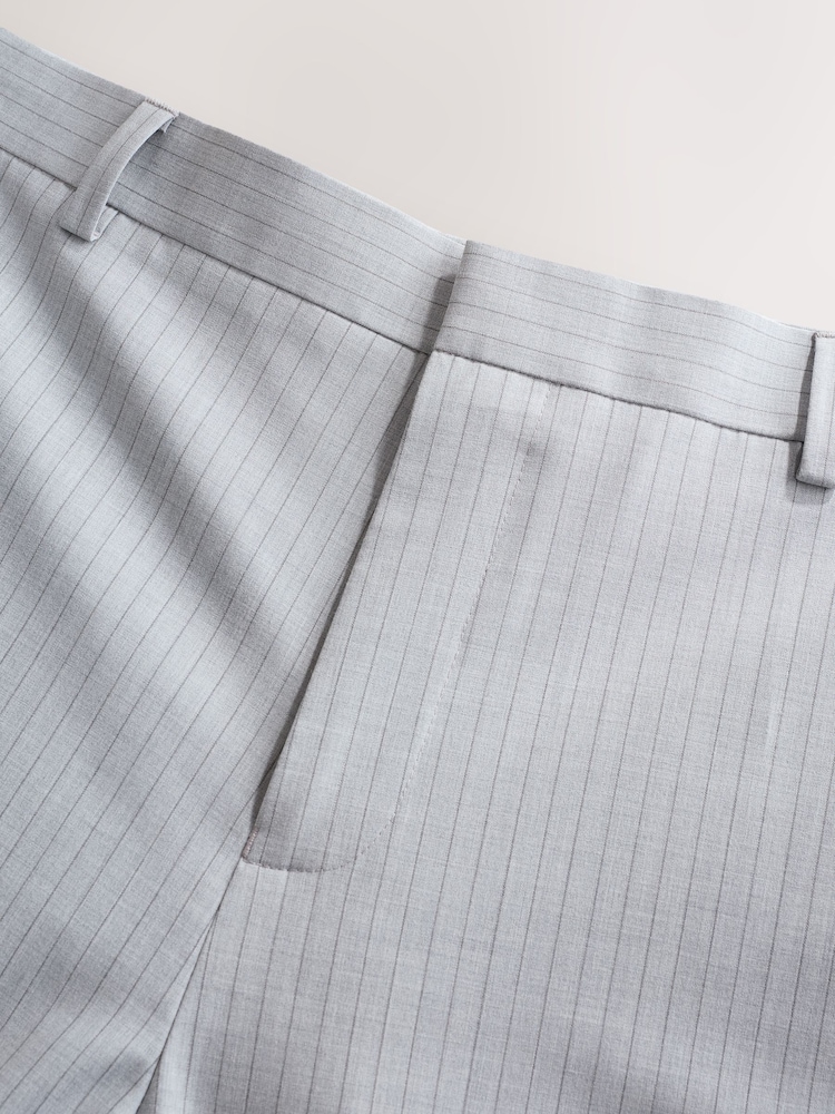 Grey Skinny Fit Striped Suit Trousers - Image 7 of 9