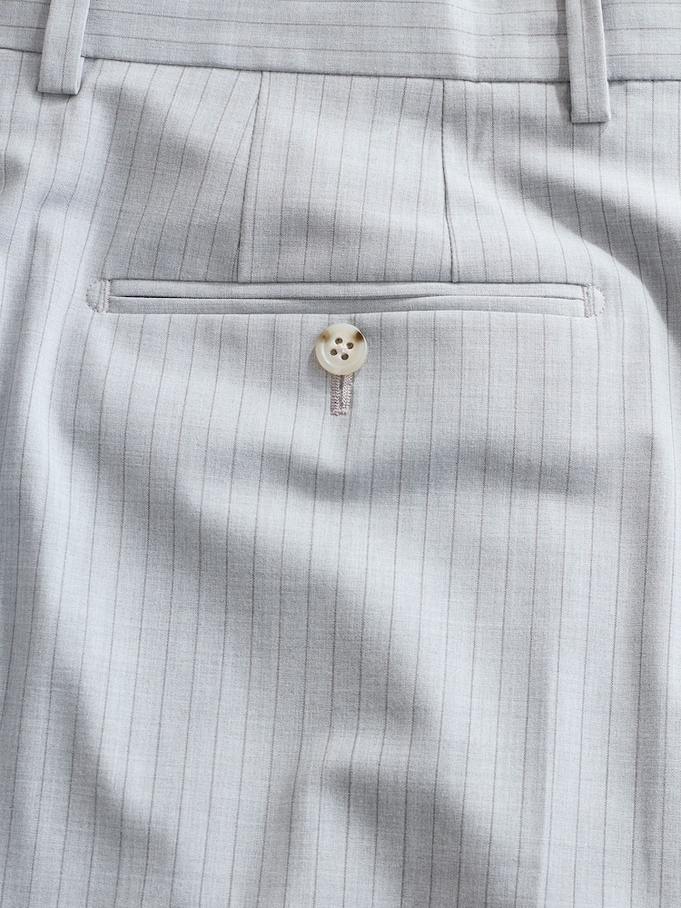 Grey Skinny Fit Striped Suit Trousers - Image 8 of 9