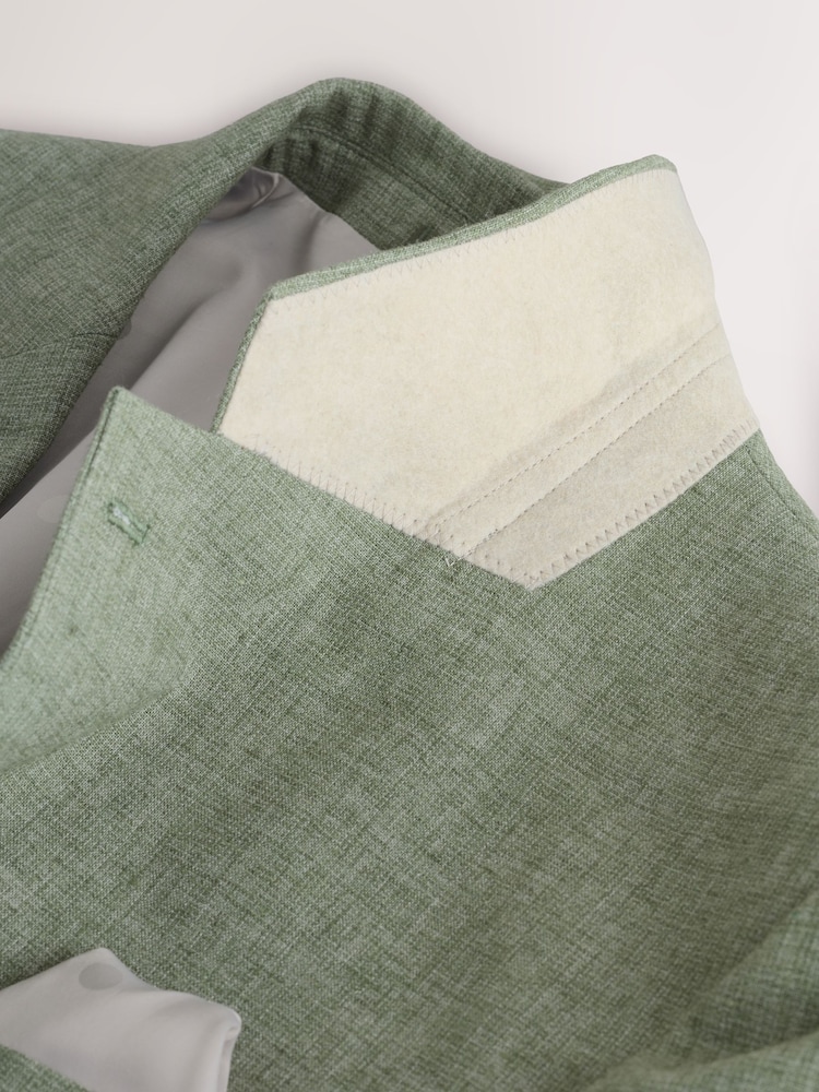 Green Tailored Fit Linen Blend Texture Suit Jacket - Image 10 of 11
