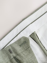 Green Tailored Fit Linen Texture Suit Trousers - Image 10 of 10