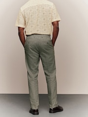 Green Tailored Fit Linen Texture Suit Trousers - Image 3 of 10