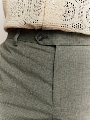 Green Tailored Fit Linen Texture Suit Trousers - Image 4 of 10