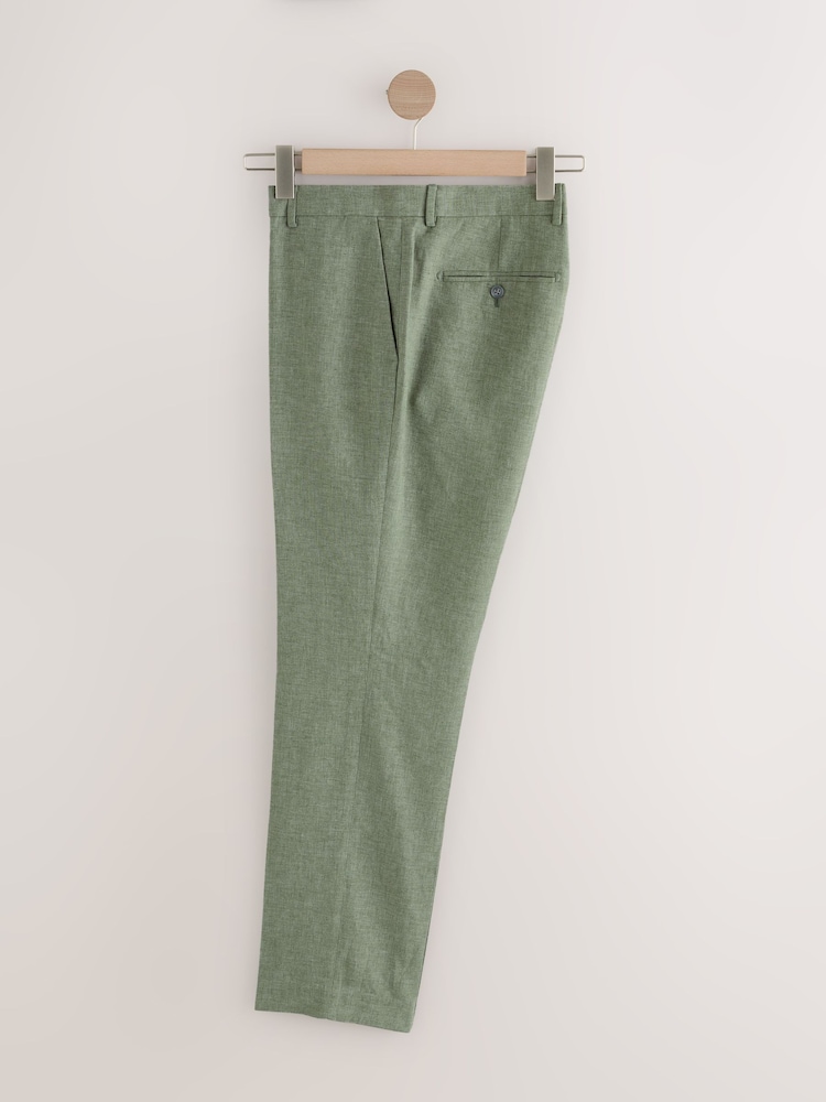 Green Tailored Fit Linen Texture Suit Trousers - Image 6 of 6