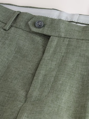 Green Tailored Fit Linen Texture Suit Trousers - Image 8 of 10