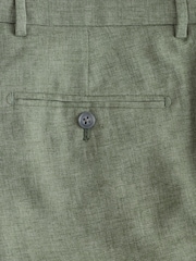 Green Tailored Fit Linen Texture Suit Trousers - Image 9 of 10
