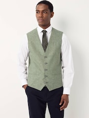 Green Textured Linen Suit Waistcoat - Image 1 of 10