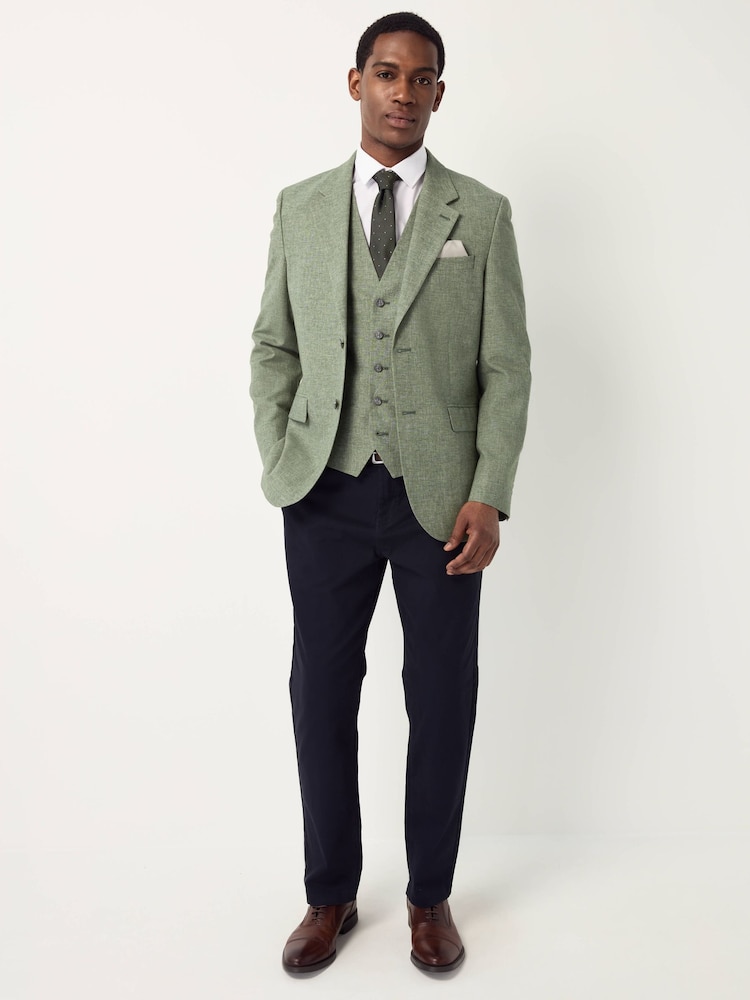 Green Textured Linen Suit Waistcoat - Image 2 of 10
