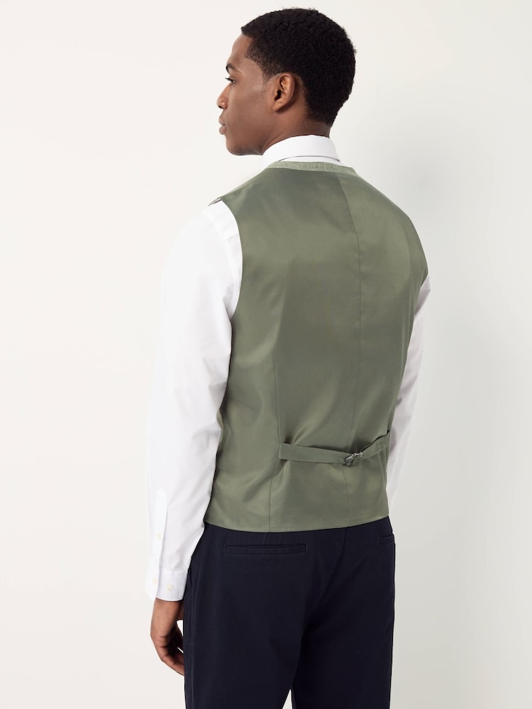 Green Textured Linen Suit Waistcoat - Image 3 of 10