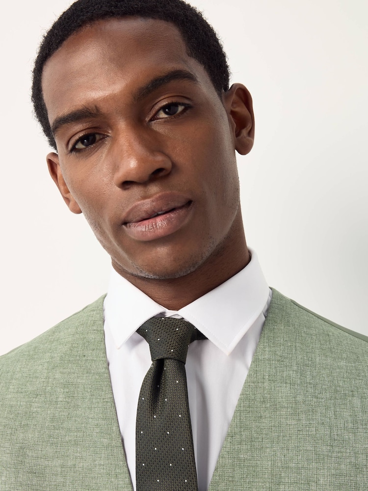 Green Textured Linen Suit Waistcoat - Image 4 of 10