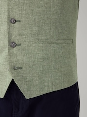 Green Textured Linen Suit Waistcoat - Image 5 of 10