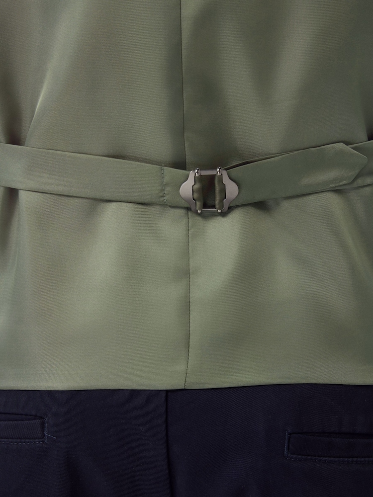 Green Textured Linen Suit Waistcoat - Image 6 of 10