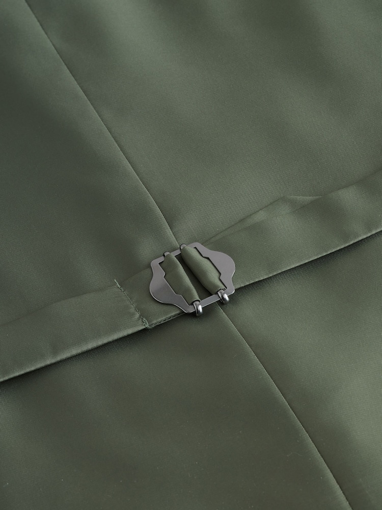 Green Textured Linen Suit Waistcoat - Image 9 of 10