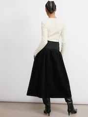 Albaray Cord And Jersey Black Skirt - Bild 2 von 5