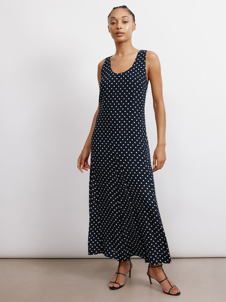 Albaray Blue Spot Godet Maxi Dress - Image 1 of 6