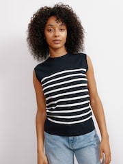 Albaray Blue Cashmere Blend Stripe Tank - Image 1 of 4