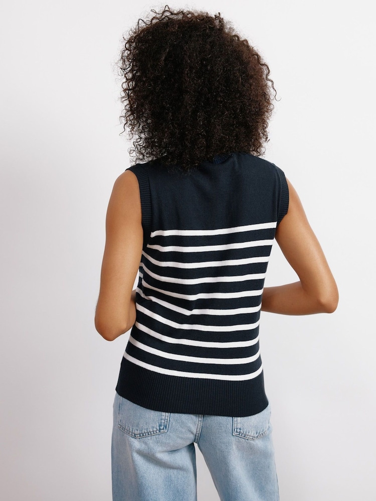 Albaray Blue Cashmere Blend Stripe Tank - Image 2 of 4