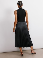 Albaray Jersey And Woven Pleat Black Dress - Image 2 of 4