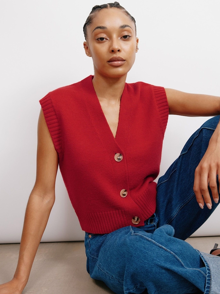 Albaray Red Button V-Neck Tank - Image 1 of 4