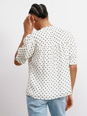 Albaray Cream Spot Short Sleeve Tie Top - Image 2 of 5