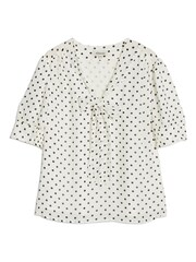Albaray Cream Spot Short Sleeve Tie Top - Image 5 of 5