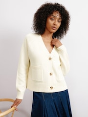 Albaray Cream Relaxed V-Neck Cardigan - Image 1 of 6