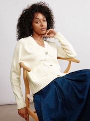 Albaray Cream Relaxed V-Neck Cardigan - Image 4 of 6