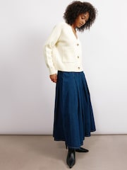 Albaray Cream Relaxed V-Neck Cardigan - Image 5 of 6