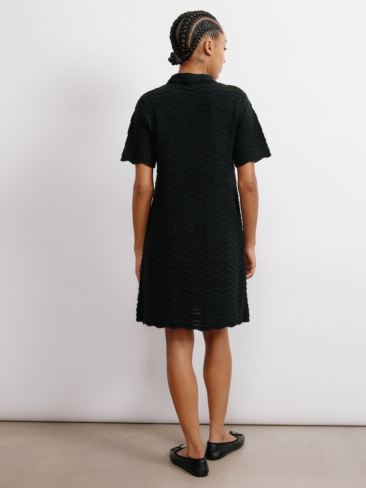 Albaray Pointelle Knit Black Dress - Image 2 of 4