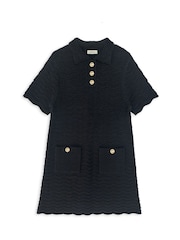 Albaray Pointelle Knit Black Dress - Image 4 of 4