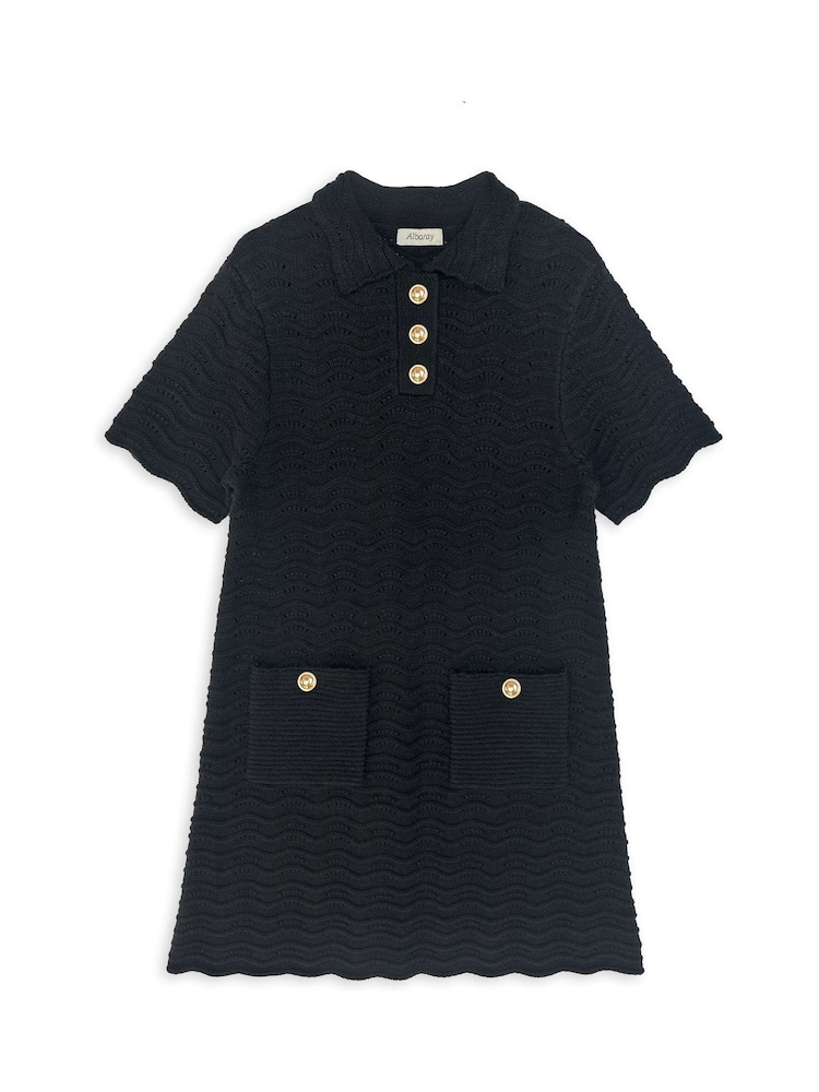 Albaray Pointelle Knit Black Dress - Image 4 of 4