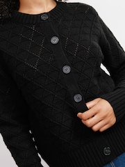 Albaray Pointelle Knit črna pletena jopa - Slika 3 iz 5