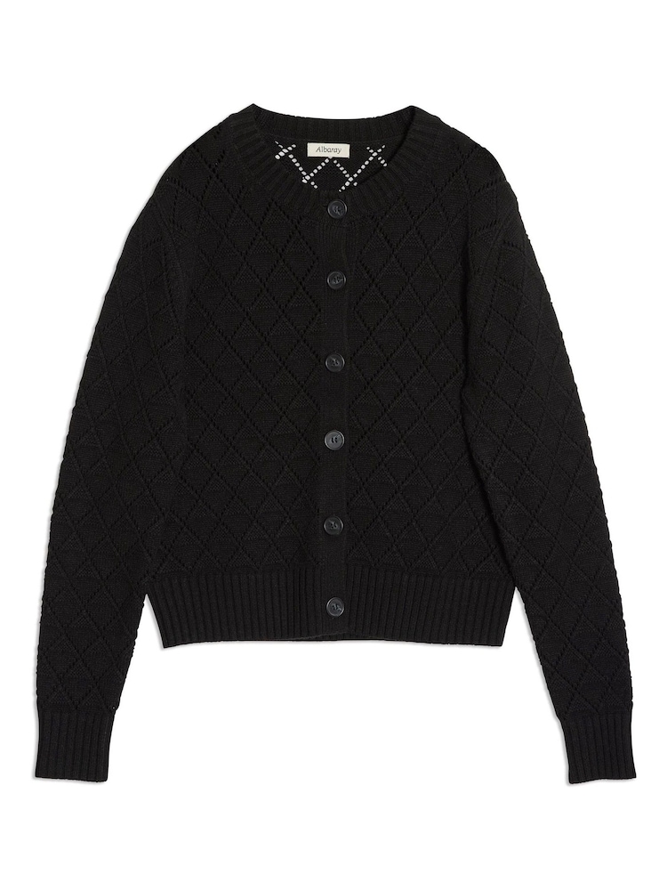 Albaray Pointelle Knit črna pletena jopa - Slika 5 iz 5