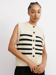 Albaray Cream Stripe Button Tank - Image 4 of 5