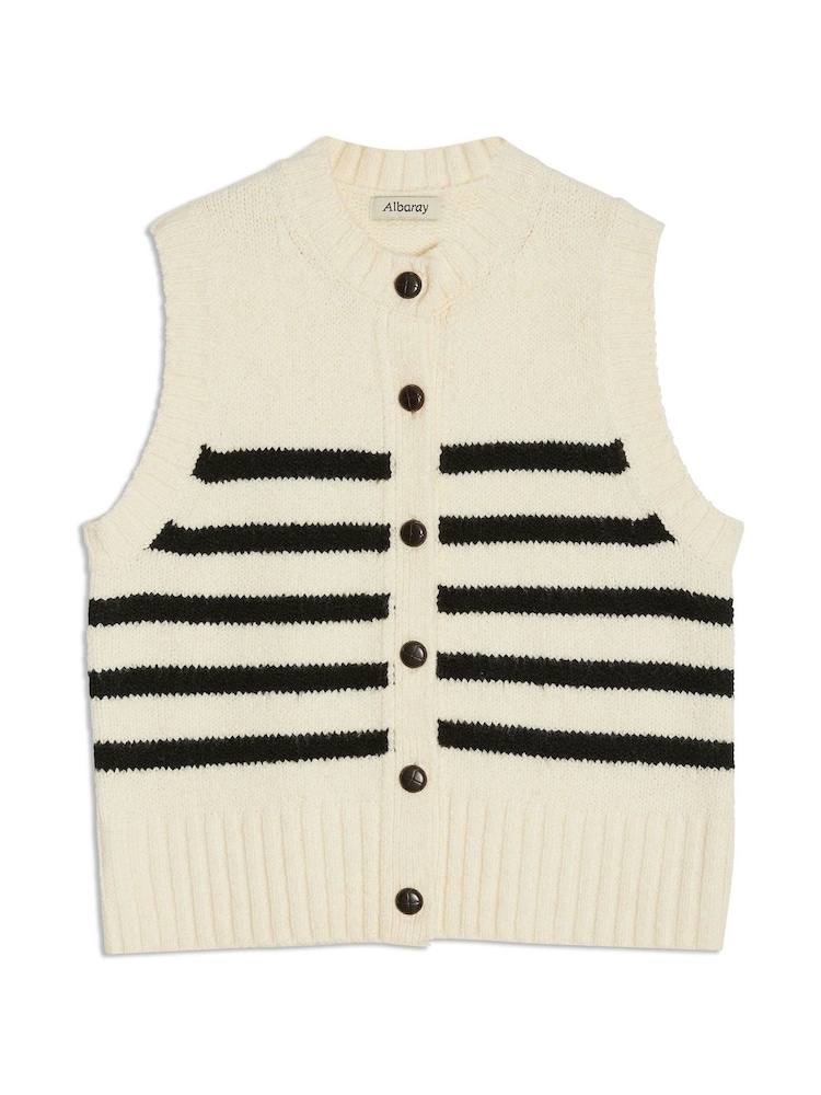 Albaray Cream Stripe Button Tank - Image 5 of 5