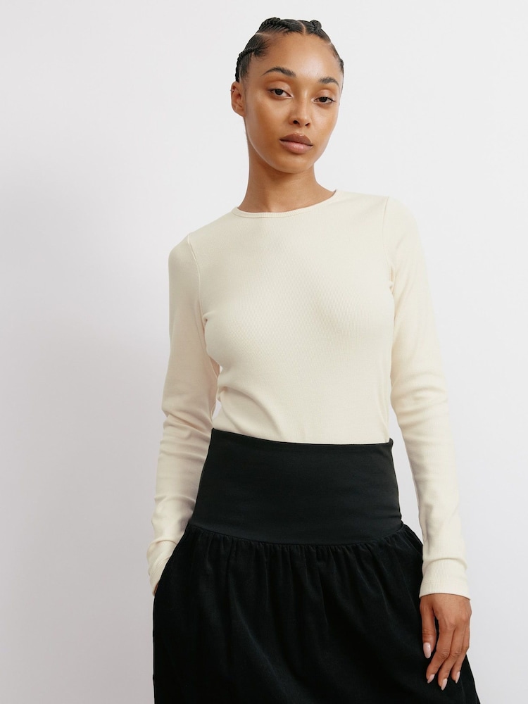 Albaray Cream Rib Crew Neck Top - Image 1 of 4 Albaray Cream Rib Crew Neck Top - Image 1 of 4