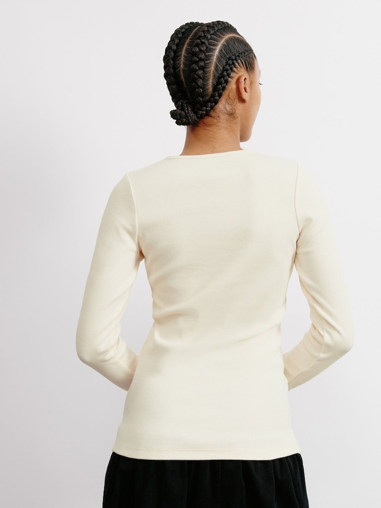 Albaray Cream Rib Crew Neck Top - Image 2 of 4