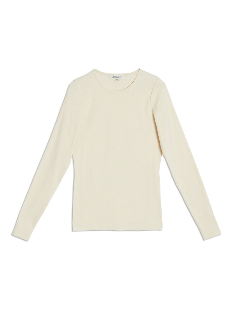 Albaray Cream Rib Crew Neck Top - Image 4 of 4