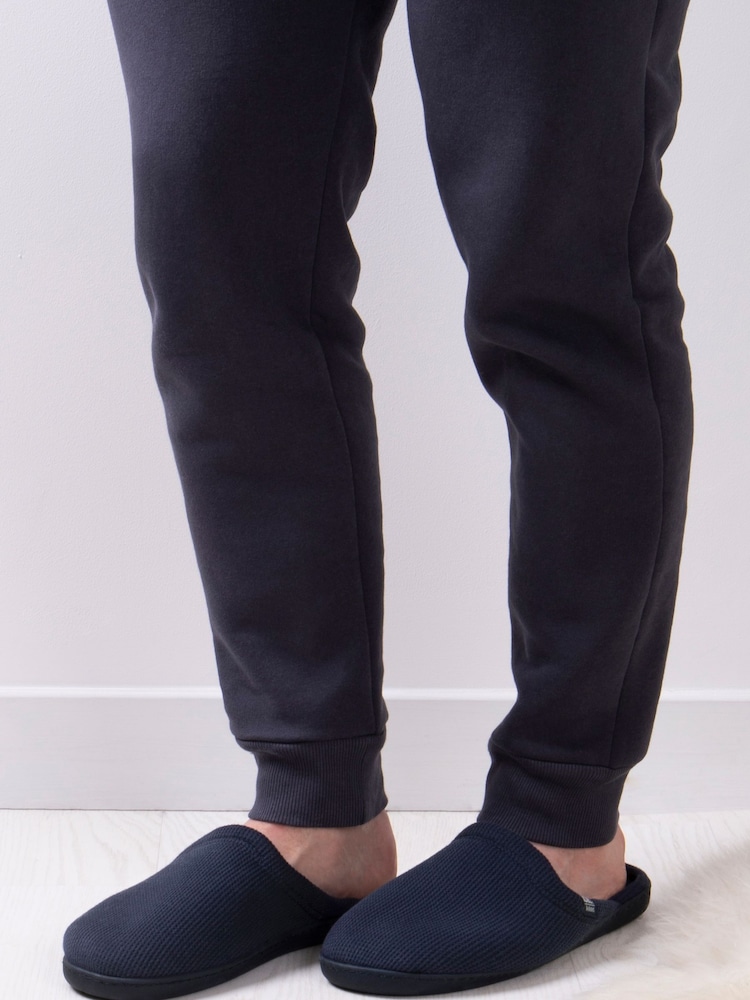 Totes Blue Mens Waffle Mule Slippers - Image 1 of 5 Totes Blue Mens Waffle Mule Slippers - Image 1 of 5