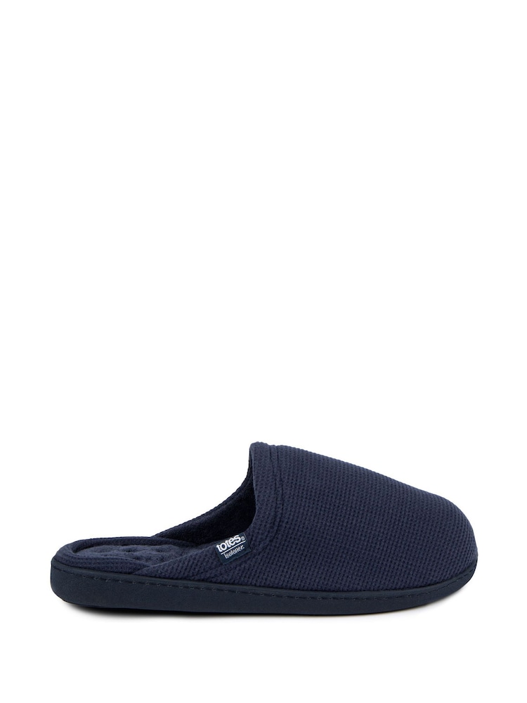 Totes Blue Mens Waffle Mule Slippers - Image 2 of 5 Totes Blue Mens Waffle Mule Slippers - Image 2 of 5